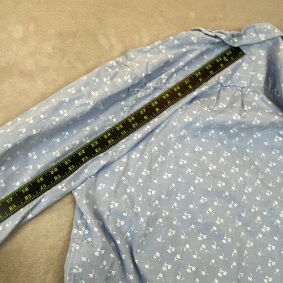 Aeropostale Mens Shirt Small Long Sleeve Floral Button Down Travel Casual Blue - Picture 7 of 14